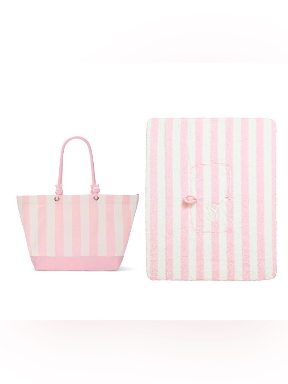 Victoria’s Secret Striped Pink Tote and Blanket